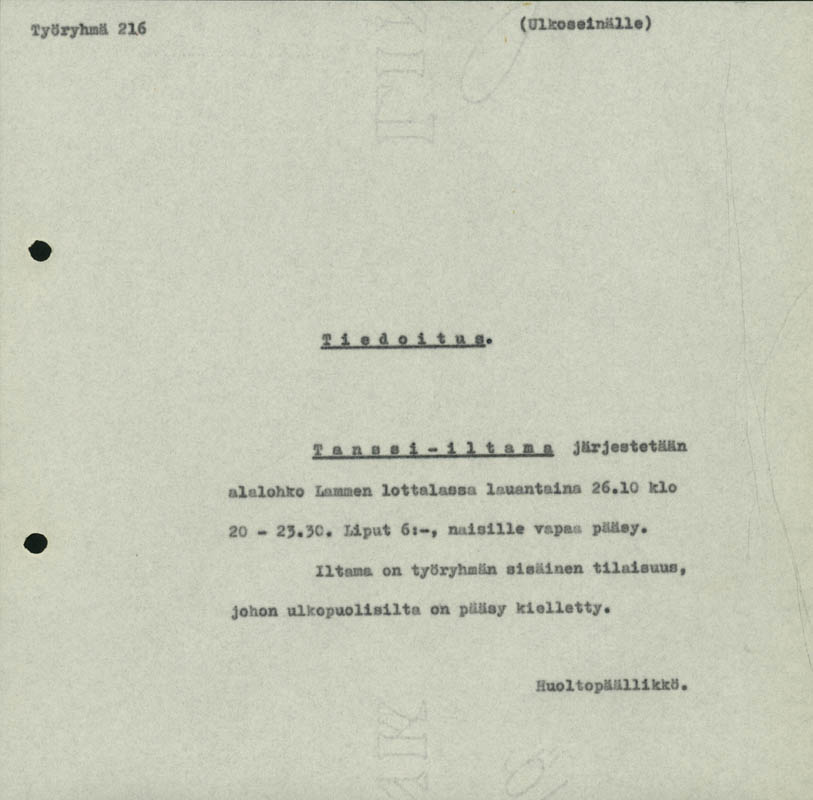 Tiedotus työmaatanssit